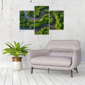 Obraz - Lesná krajina s riekou (90x60 cm)