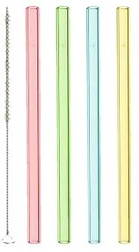 Leonardo Sada farebných sklenených slamiek (4 + 1) Dĺžka slamiek: 20 cm