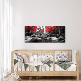 Obraz - Vodopády v jesennej krajine (120x50 cm)