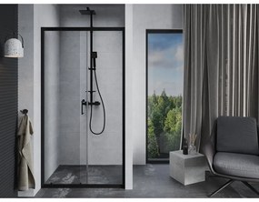 Mexen Apia, posuvné dvere do otvoru 140 x 190 cm, 6mm číre sklo, čierny profil, 845-140-000-70-00