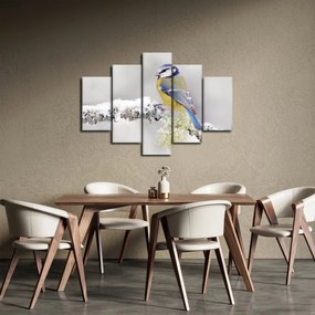 Obraz - Sýkorka modrinka v lese (150x105 cm)