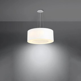 Závesné svietidlo Saturno, 1x biele textilné tienidlo, (biely plast), (fi 50 cm)