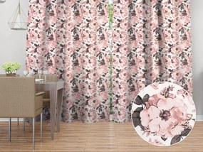 Biante Bavlnený záves Sandra SA-549 Ružové ruže a puky na bielom 150x140 cm