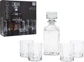 Fľaša na whisky + 4 poháre, sklo KLC