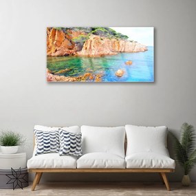 Skleneny obraz Skaly more príroda 140x70 cm
