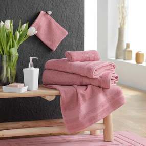 Ružová froté bavlnená osuška 90x150 cm Tendresse – douceur d'intérieur