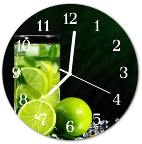 Nástenné sklenené hodiny Limetkou fi 30 cm