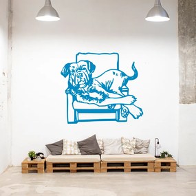 Veselá Stena Samolepka Pes na kresle Farba: modrá, Veľkosť: 100 x 88 cm