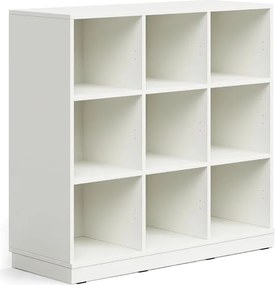 Úložná skrinka CASPER, 9 priehradiek, so soklom, biela