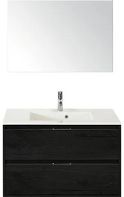 Kúpeľňová zostava Sanox Porto mramor zrkadlo 90 cm dub čierny