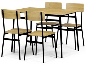 Jídelní set 1+4, rozměr stolu 110x70x76 cm, MDF, kov, divoký dub, černá