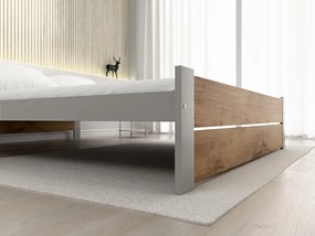 Posteľ IKAROS DOUBLE 160 x 200 cm, dub artisan/sivá Rošt: S latkovým roštom, Matrac: Matrac Somnia 18 cm