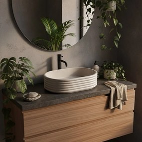 Rea Nicoletta, umývadlo na dosku 500x360x140 mm, béžová-imitácia kameňa, REA-U7346