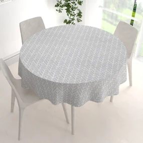 Biante Bavlnený okrúhly obrus Sandra SA-212 Listy na sivom Ø 120 cm