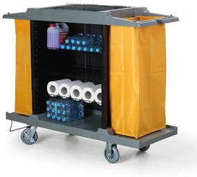 Upratovací servisný vozík s vrecami na odpadky, 3 police