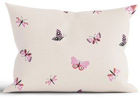 Bavlnená obliečka na vankúš Renforcé 40 × 60 cm – Motýlci béžová