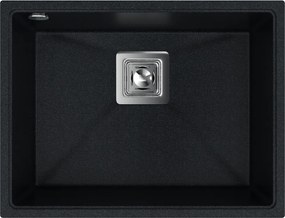 Sink Quality Argon 60, kuchynský granitový drez 550x420x225 mm + chrómový sifón, čierna škvrnitá-Brocade, SKQ-ARG.B.1KBO.60.X