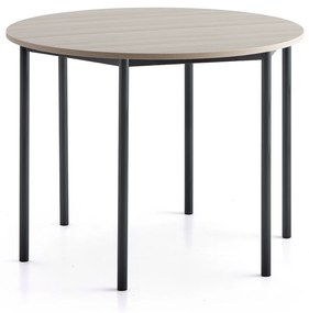Stôl SONITUS PLUS, Ø1200x900 mm, HPL - jaseň, antracit