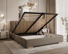 ČALÚNENÁ POSTEĽ MIRABELA 180x200 HNEDÁ ZAMATOVÁ LÁTKA FRENCH VELVET 656 S ROŠTOM