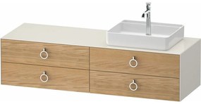 DURAVIT White Tulip závesná skrinka pod umývadlo na dosku (umývadlo vpravo), 4 zásuvky, 1600 x 550 x 408 mm, dub prírodný masív/nordická biela vysoký lesk, WT4995RH5H40000