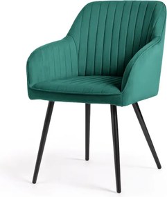 Sada štyroch jedálenských stoličiek FLORENCE zamatové, fľaškovo zelené / čierne nohy (4 ks)