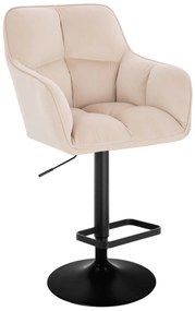 LuxuryForm DESIGN Barová stolička AMALFI VELUR na čiernom tanieri - krémová