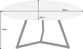 Keramický konferenčný stolík Paquita 90 cm biely