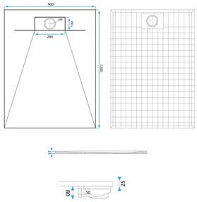 Rea Bazalt Carrara, SMC sprchová vanička 90x120, biela-kamenný vzor, REA-K7001