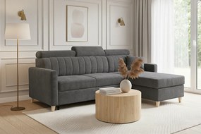 Rohová sedačka Vario s rozkladom univerzálna pravá/ľavá - sivý šenil Wind 89