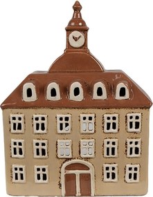 Béžový keramický svietnik na čajovú sviečku domček Amster Village - 20*10*26 cm