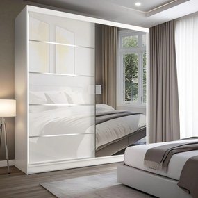 Šatníková skriňa SERENITY 200 cm biely lesk MGB SERENITY SZP5/0/W/W/0/HIAL