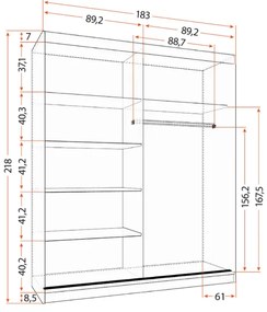 Šatníková skriňa MULTI35 183 cm dub sonoma/biela