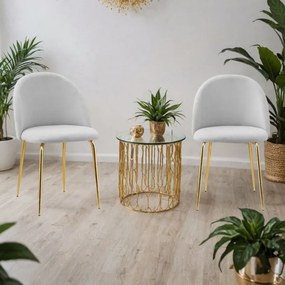 Jedálenská stolička FARGO zamatová, zlatá / sivá