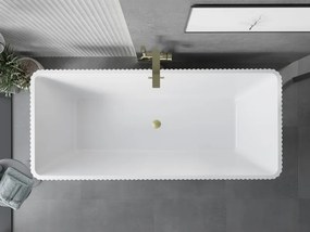 Mexen Tava, voľne stojaca ryhovaná vaňa 170 x 75 cm, biela lesklá, zlatý matný prepad, 52851707500-55