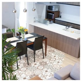 Sada 10 samolepiek na podlahu Ambiance Floor Stickers Hexagons Cornalina, 40 × 90 cm