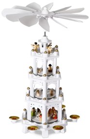 Vianočná pyramída MERRY, 60x20x20cm, biela Spielwerk