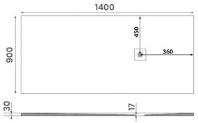 Gelco, MITIA sprchová vanička z liateho mramoru, obdĺžnik 140x90x3 cm, čierna, PMC14090