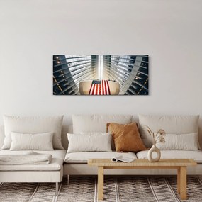 Obraz stavby s vlajkou USA (120x50 cm)