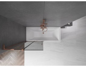 Mexen Velar L, 2-krídlová posuvná vaňová zástena 95 x 150 cm, 8mm šedé sklo, ružové zlato, 896-095-003-41-60