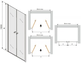 Mexen TEXAS sprchové dvere do otvoru 90 cm, 880-090-000-01-00