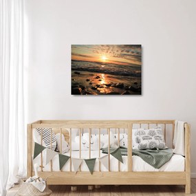 Sklenený obraz - Západ slnka pri oceáne (70x50 cm)
