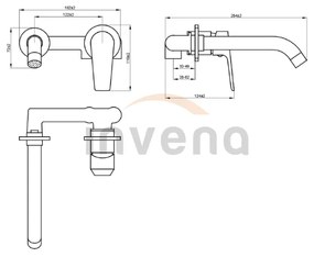 Invena Dokos, podomietková umývadlová batéria, čierna matná, INV-BP-19-U04-A