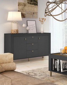 Komoda so zásuvkami a skrinkami, čierna MOSSA MO6