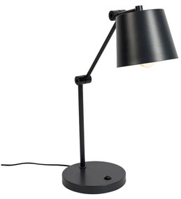 Čierna stolová lampa s kovovým tienidlom (výška 60 cm) Hajo – White Label