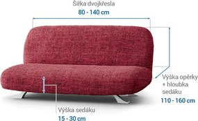 Bielastické poťahy VITTORIA bordó dvojkreslo s drevenými rúčkami (š. 80 -140 cm)