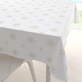 Biante Teflónový štvorcový obrus TF-102 Vianočné béžové vločky na bielom 70x70 cm