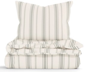 Francúzske bavlnené obliečky Natural - Prúžky zelené