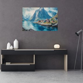 Obraz - Nórska dedinka (90x60 cm)