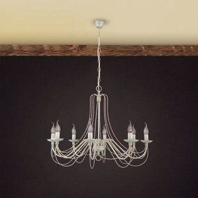 Orion LU 1531/8 - Luster na reťazi VELA 8xE14/40W/230V pr.80 cm biela/zlatá/patina