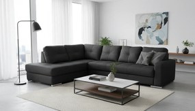 Kožená sedacia súprava s rozkladom na každodenné spanie ALEXIE – rohová, ľavá, čierna (nero 308)